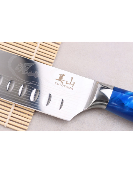 Kutoyama Blue Wave 17 cm med granton-egg santoku-kniv