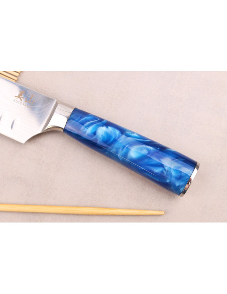 com convinhas faca santoku com convinhas 17 cm Kutoyama Blue Wave