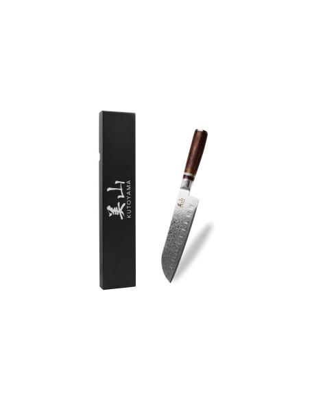 Kutoyama 17 cm med granton-egg santoku-kniv med pakkahåndtak og akrylringer