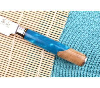 12 cm Kutoyama damaskus universalkniv med blått hartshandtag 2