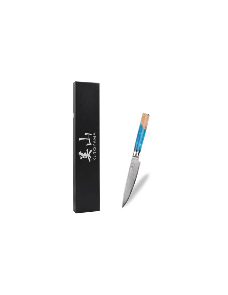 coltello universale Kutoyama Damasco 12 cm con manico in resina blu