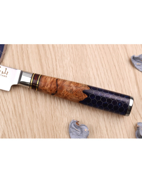 13 cm Kutoyama damaskus universalkniv med honungskakeskaft
