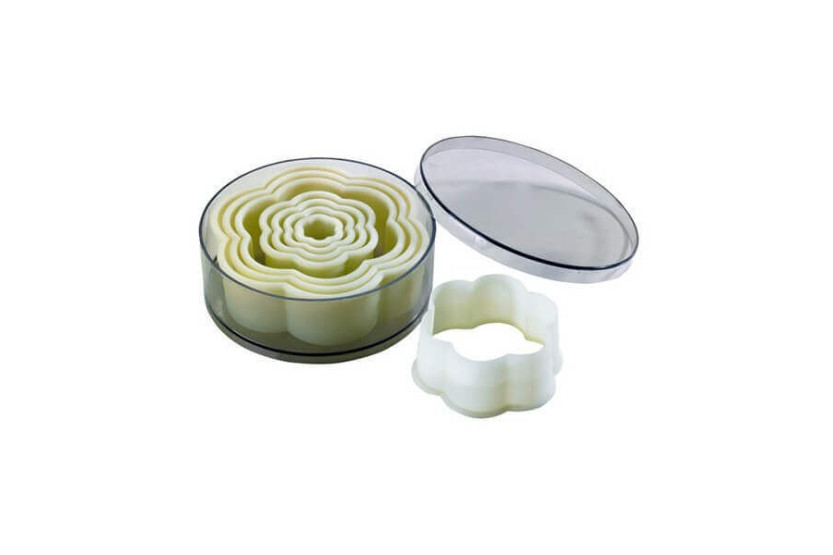 Schachtel mit 8 Ausstechformen in Blumenform uni professionell POLYGLASS