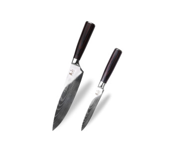 Conjunto de 2 facas de chef + universais Kutoyama Black Pakka