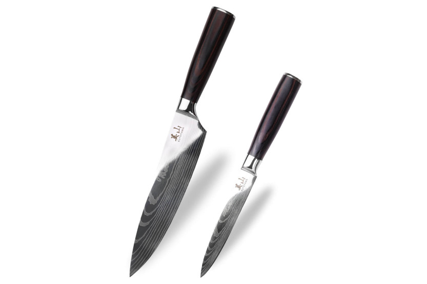 Set di 2 coltelli da cucina Kutoyama Black Pakka + coltelli universali