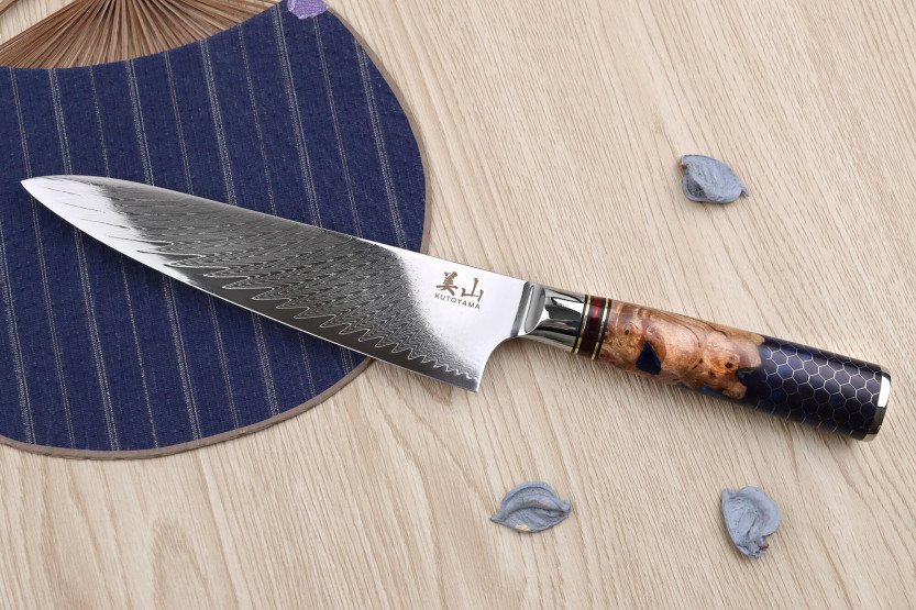 Juego de 2 cuchillos Kutoyama Damascus honeycomb Chef + Puntilla
