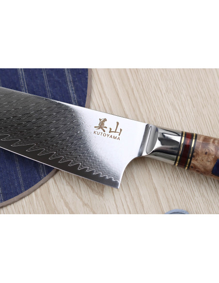 Sett med 2 Kutoyama Damascus honeycomb Chef + Paring kniver