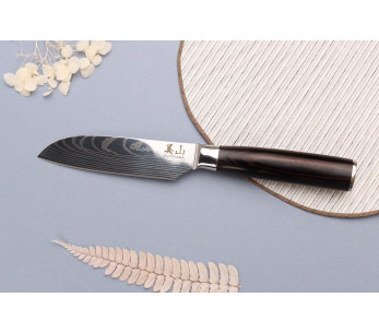 Set med 3 Kutoyama Black Pakka kontor + liten santoku + kockknivar 2