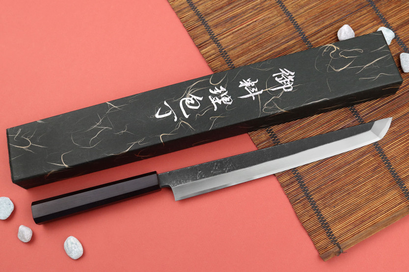 Hatsukokoro Shirasagi 27cm sakimaru japanilainen käsintehty veitsi eebenpuu kahvalla