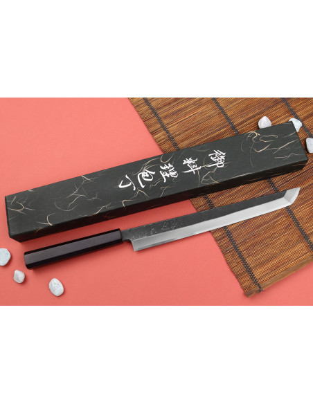 Hatsukokoro Shirasagi 27cm sakimaru japanilainen käsintehty veitsi eebenpuu kahvalla