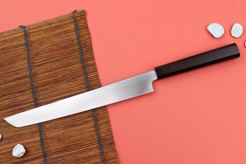 Hatsukokoro Shirasagi 27cm sakimaru japansk handgjord kniv med ebenholtshandtag
