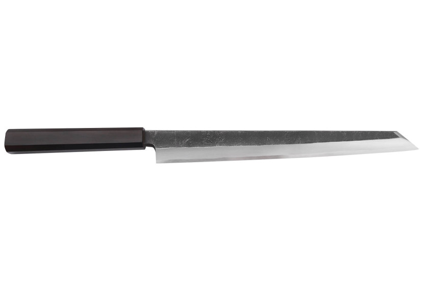 Yanagiba-Messer Kiritsuke 27cm japanisch handgefertigt Hatsukokoro Shirasagi Griff aus Ebenholz