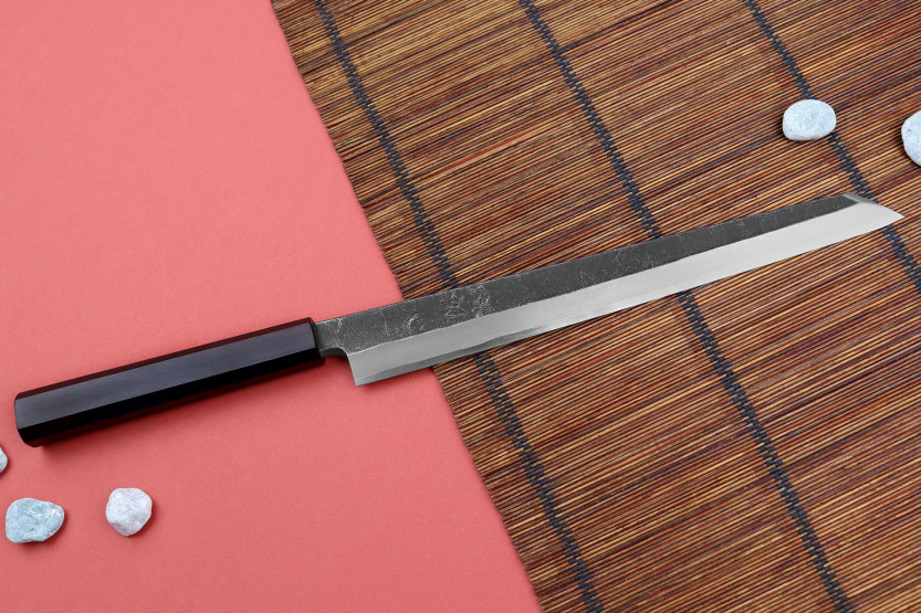 Kanagiba kiritsuke 27cm Hatsukokoro Shirasagi ebenholtshandtag japansk handgjord kniv