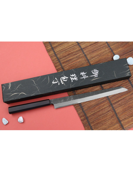 Kanagiba kiritsuke 27cm Hatsukokoro Shirasagi eebenpuu kahva japanilainen käsintehty veitsi