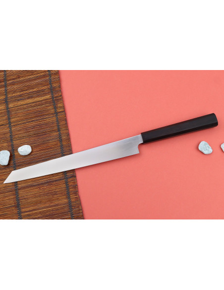 27cm Hatsukokoro Shirasagi artesanía japonesa yanagiba cuchillo kiritsuke con mango de ébano