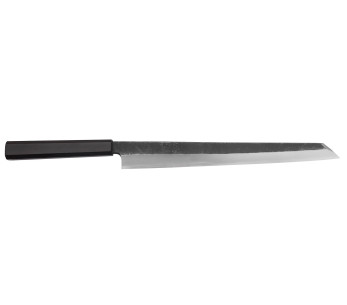 Hatsukokoro Shirasagi 30cm cuchillo japonés hecho a mano yanagiba kiritsuke con mango de ébano