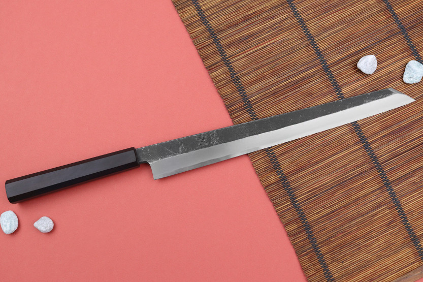 Hatsukokoro kiritsuke 30cm yanagiba veitsi Shirasagi eebenpuu kahva japanilainen käsityöläinen