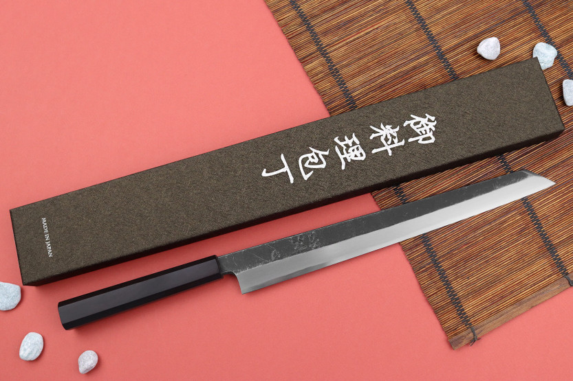 Hatsukokoro kiritsuke 30cm yanagiba knife Shirasagi ebony handle japanese handicraft