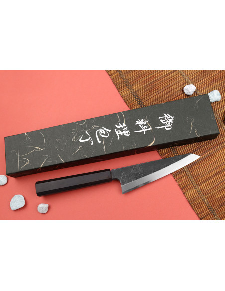 Hatsukokoro Shirasagi 15cm japanilainen honesuki veitsi, jossa eebenpuu kahva