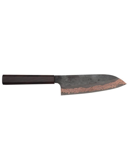 18cm Hatsukokoro Yorokobi Kurouchi Damascus santoku veitsi, japanilainen käsintehty
