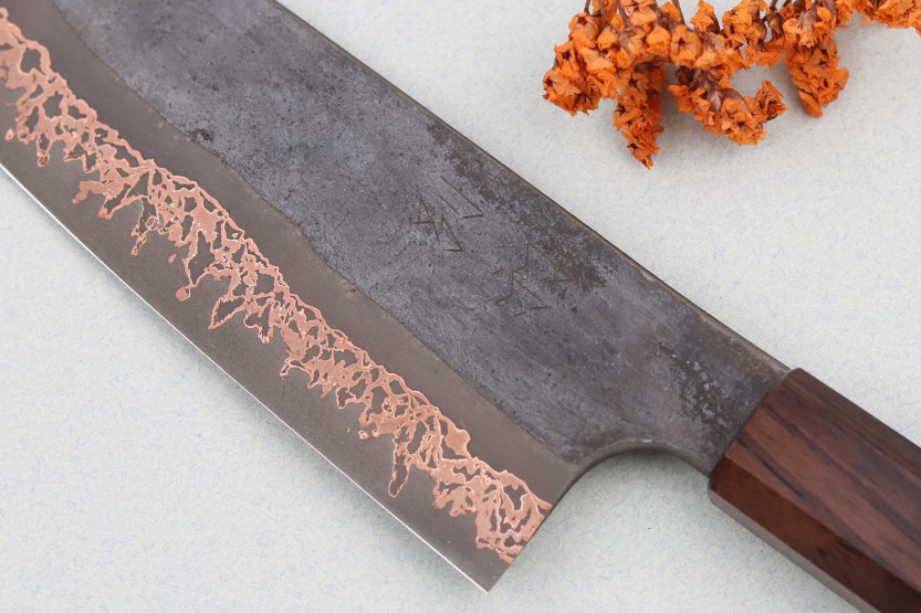 18cm Hatsukokoro Yorokobi Kurouchi Damascus santoku knife, japanese handmade