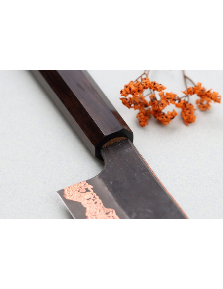 Hatsukokoro Yorokobi Kurouchi Damaskus kiritsuke kniv 24cm japansk håndlaget