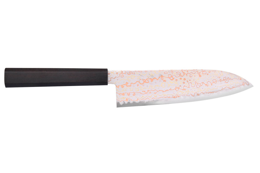 Hatsukokoro Hayabusa Rainbow Damascus 18 cm japansk santokukniv