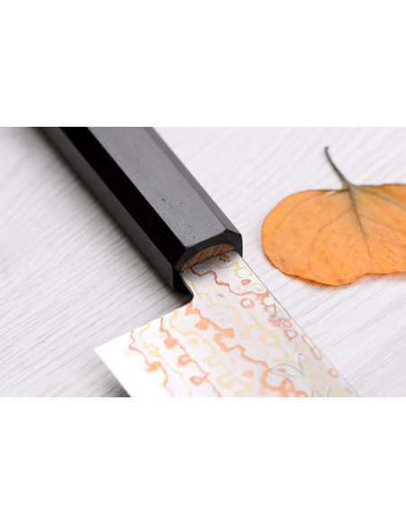 Hatsukokoro Hayabusa Rainbow Damascus 18cm Japanese santoku knife
