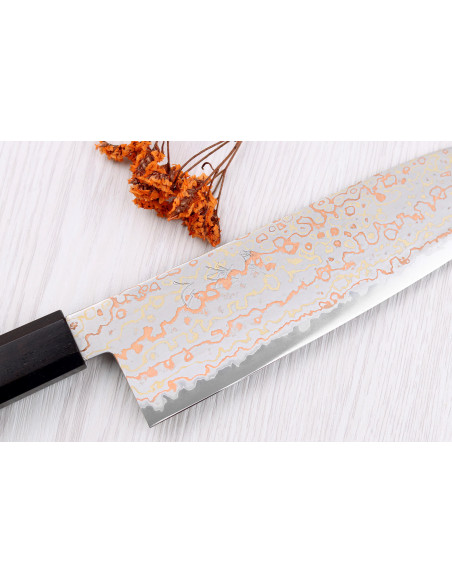Hatsukokoro Hayabusa Rainbow Damascus 18 cm japansk santokukniv