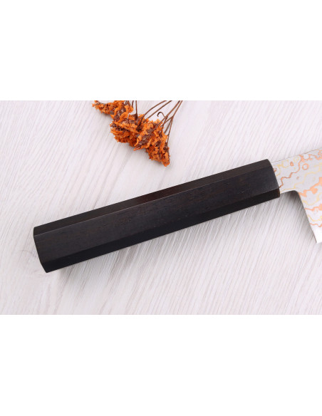 Hatsukokoro Hayabusa Rainbow Damascus 18cm Japanese santoku knife