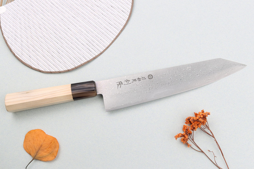 Toshitaka Suminagashi SG2 Damascus kiritsuke 21cm japanilainen käsintehty veitsi