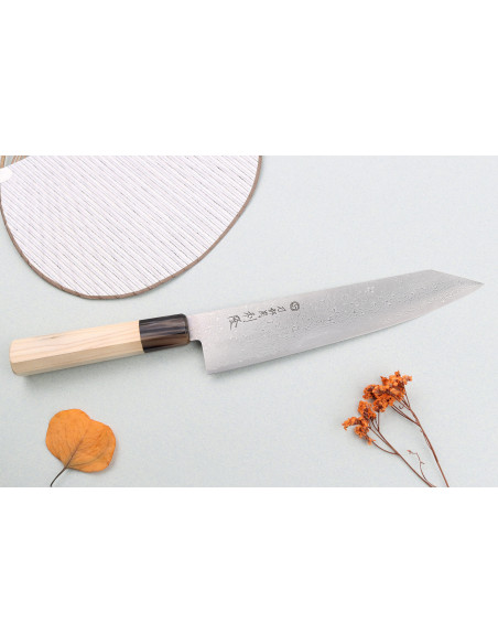 Faca Toshitaka Suminagashi SG2 Damascus kiritsuke de 21 cm, feita à mão no Japão