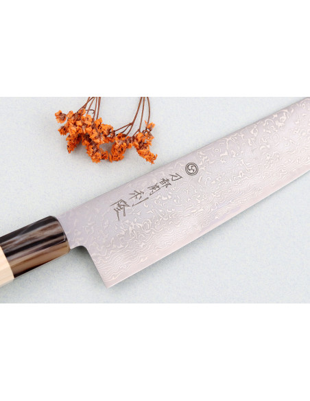Toshitaka Suminagashi SG2 Damascus kiritsuke 21cm japanilainen käsintehty veitsi
