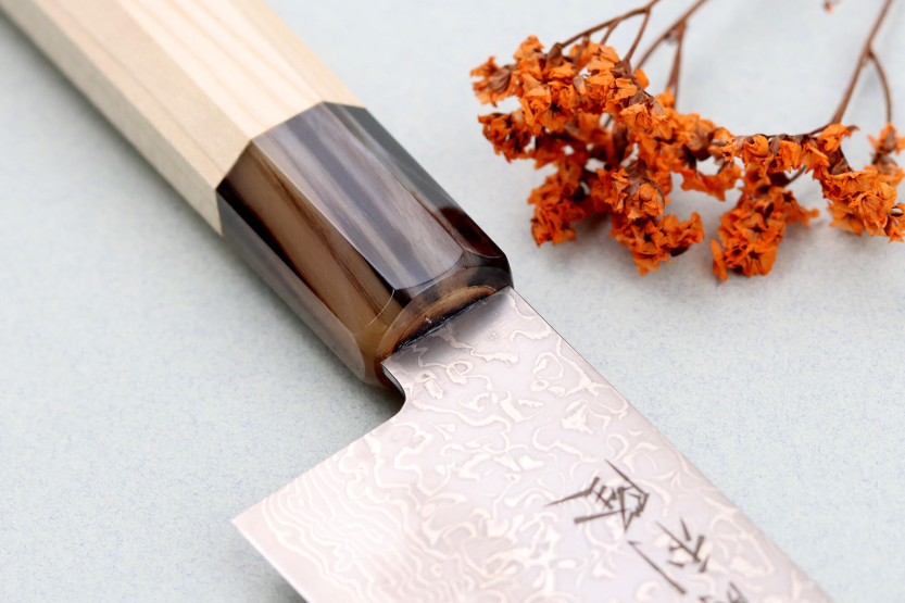 21cm Toshitaka Suminagashi SG2 Damasco cuchillo kiritsuke, japonés hecho a mano