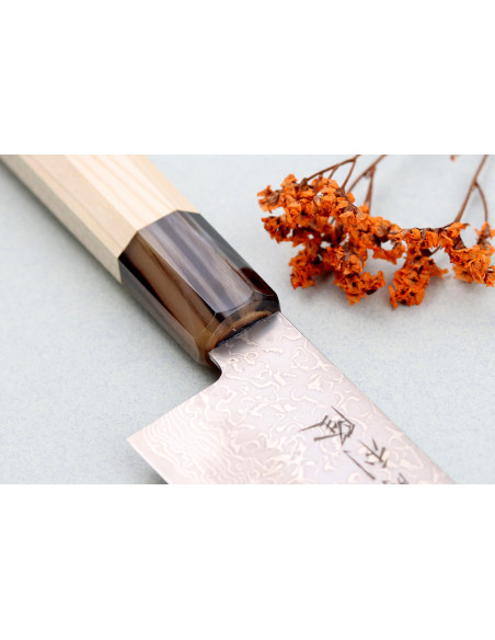 21cm Toshitaka Suminagashi SG2 Damasco cuchillo kiritsuke, japonés hecho a mano