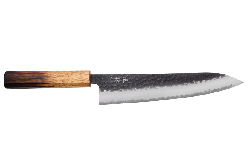 21cm Japanese chef ' s knife Yuzo Black AS burnt oak