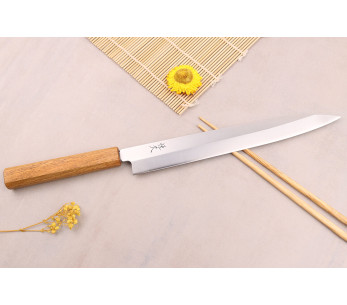 Tsunehisa AUS-8 27cm cuchillo japonés artesanal yanagiba con mango de roble 2