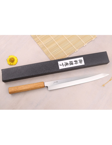 Tsunehisa AUS-8 27cm Japanese craft yanagiba knife with oak handle