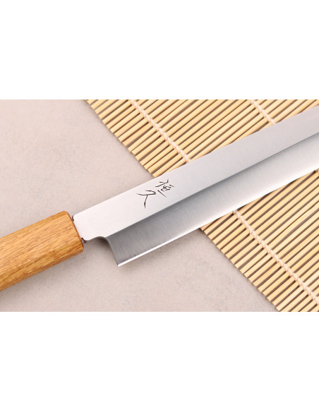 Tsunehisa AUS-8 27cm cuchillo japonés artesanal yanagiba con mango de roble