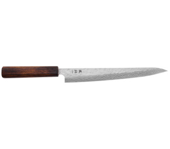 24cm Yuzo Damascus Tsuchime 440C sujihiki coltello giapponese fatto a mano
