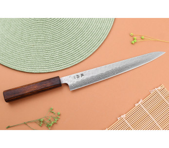 Yuzo Damas Tsuchime 440C 24cm sujihiki japansk håndlaget kniv 2