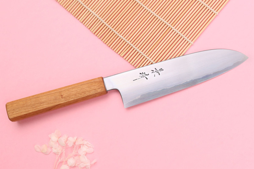 Kagekiyo Sakura Ginsan 18cm käsintehty japanilainen santoku veitsi