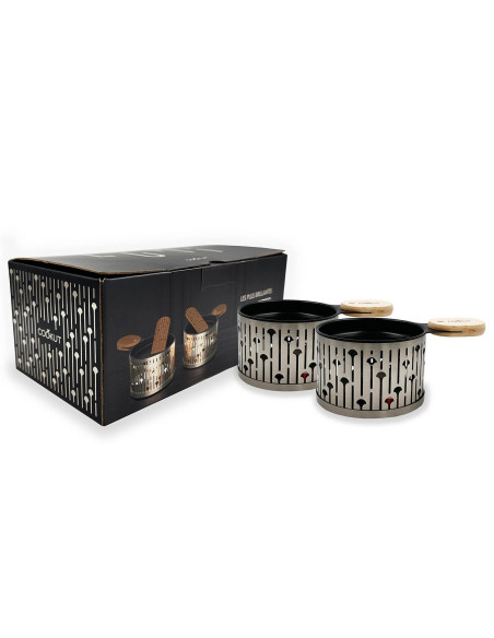 Juego de raclette con vela Cookut Lumi Les Plus Brillantes juego de sartén y espátula para 2 - Champagne