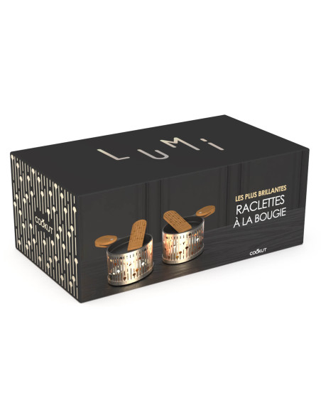 Juego de raclette con vela Cookut Lumi Les Plus Brillantes juego de sartén y espátula para 2 - Champagne