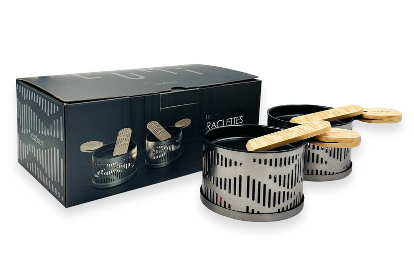 Cookut Lumi kaars gourmetstel Les Plus Brillantes koekenpannen en spatels voor 2 - Onyx zilver