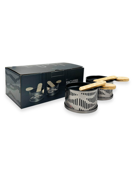 Cookut Lumi conjunto de raclette com vela Les Plus Brillantes conjunto de frigideira e espátula para 2 pessoas - Prata ônix