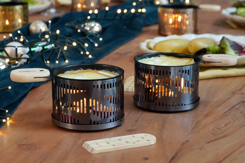 Cookut Lumi candle raclette set Les Plus Brillantes frying pan and spatula set for 2 - Onyx silver