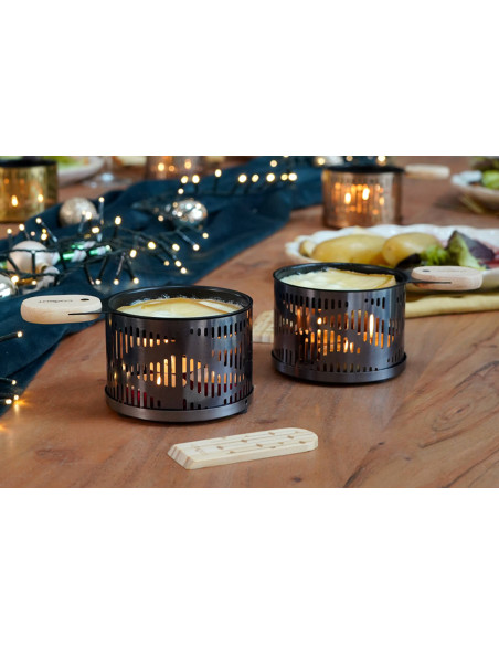 Cookut Lumi kaars gourmetstel Les Plus Brillantes koekenpannen en spatels voor 2 - Onyx zilver