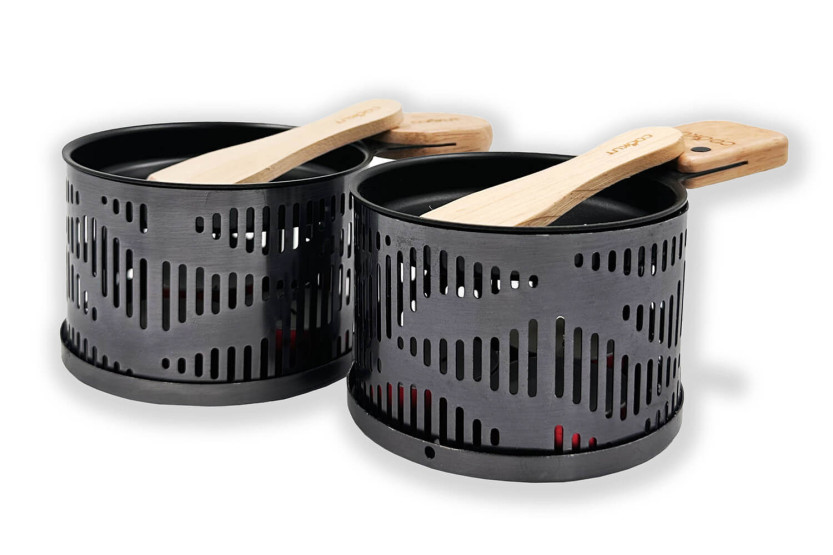 Set per raclette a candela Cookut Lumi Les Plus Brillantes Set di padelle e spatole per 2 persone - Argento onice