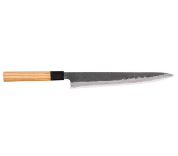 Hinoura Mutsumi Ajikataya Black Nashiji 27cm sujihiki japans handgemaakt mes